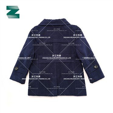 Dreng imiteret uld ensfarvet vævet frakke